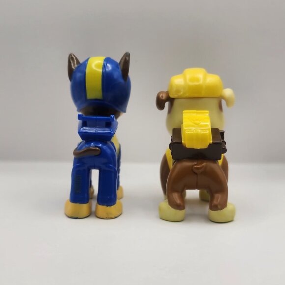 Paw Patrol Chase and Rubble Toy Figures Police Dog Action Poseable Lot of 2 - Picture 3 of 8